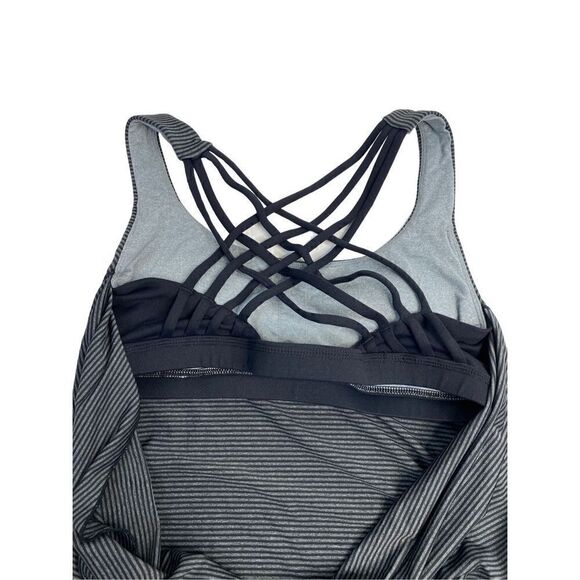 Queenie Ke Women's Pinstripes 2-in-1 Yoga Top Gray Medium - Picture 5 of 9